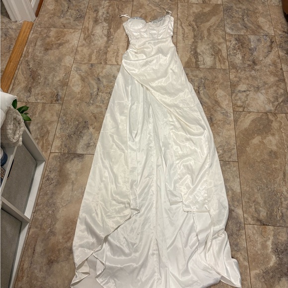 Fashion Nova White Silk Asymmetrical Dress - Picture 5 of 8